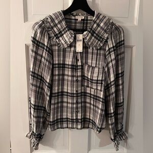 Pilcro Anthropologie plaid flannel blouse XS